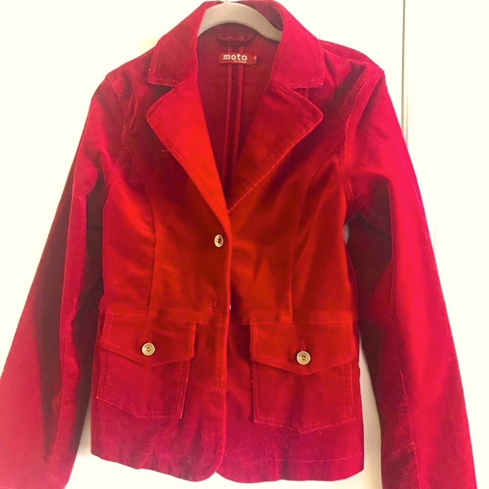 Moto Red Corduroy Blazer